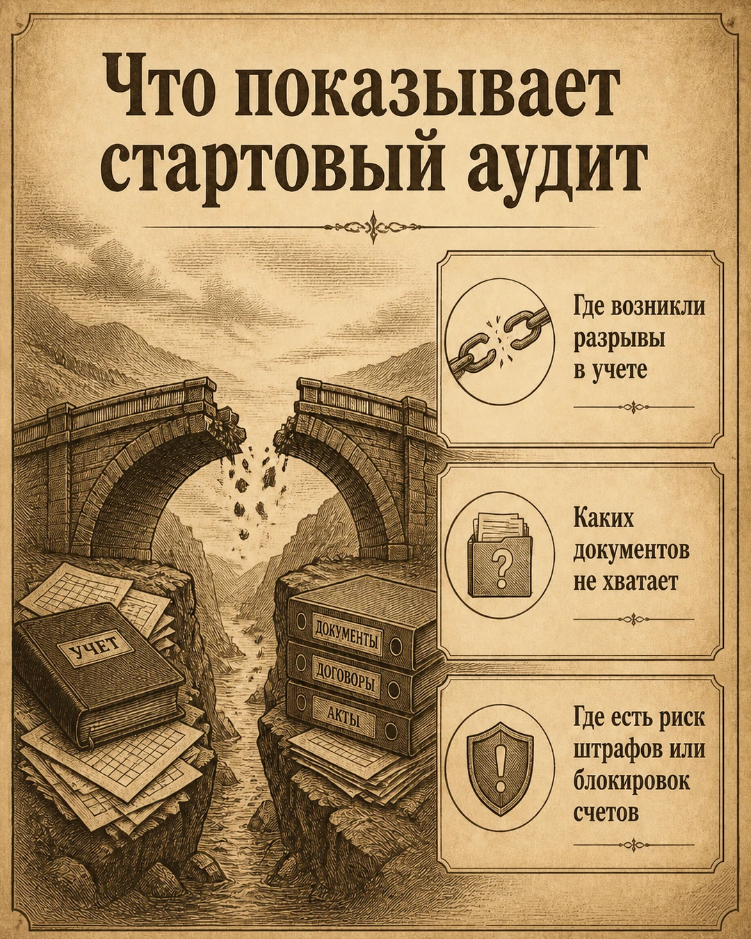 Слайд о результатах стартового аудита учёта