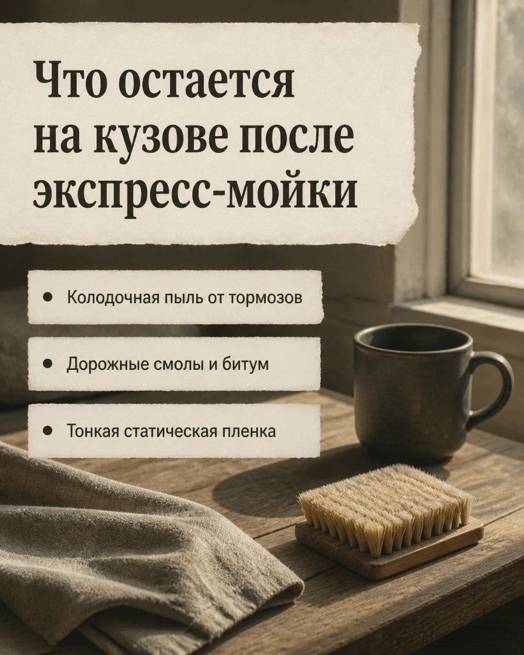 Слайд о загрязнениях, которые могут оставаться на кузове