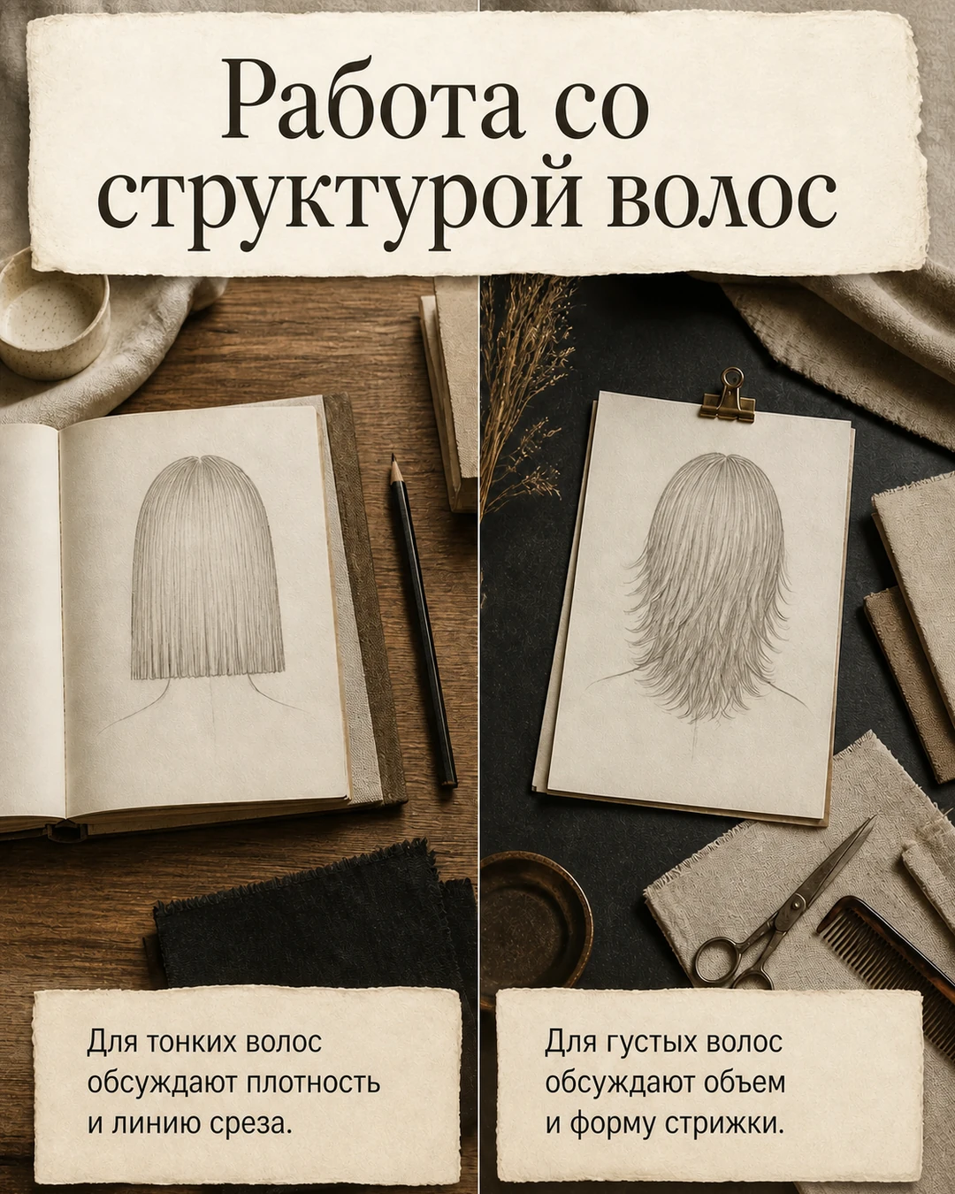 Слайд о структуре волос и форме стрижки