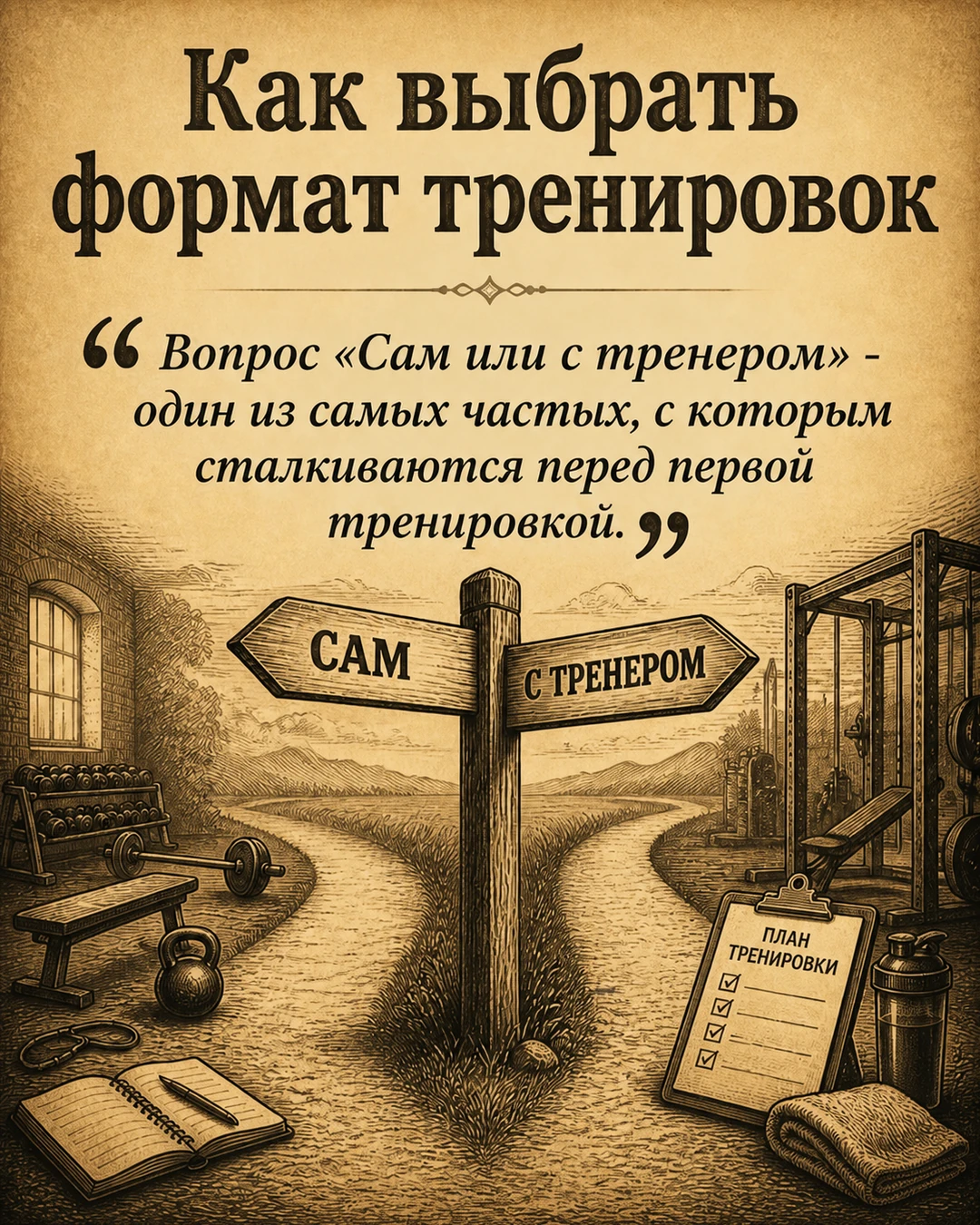 Обложка карусели о выборе формата тренировок