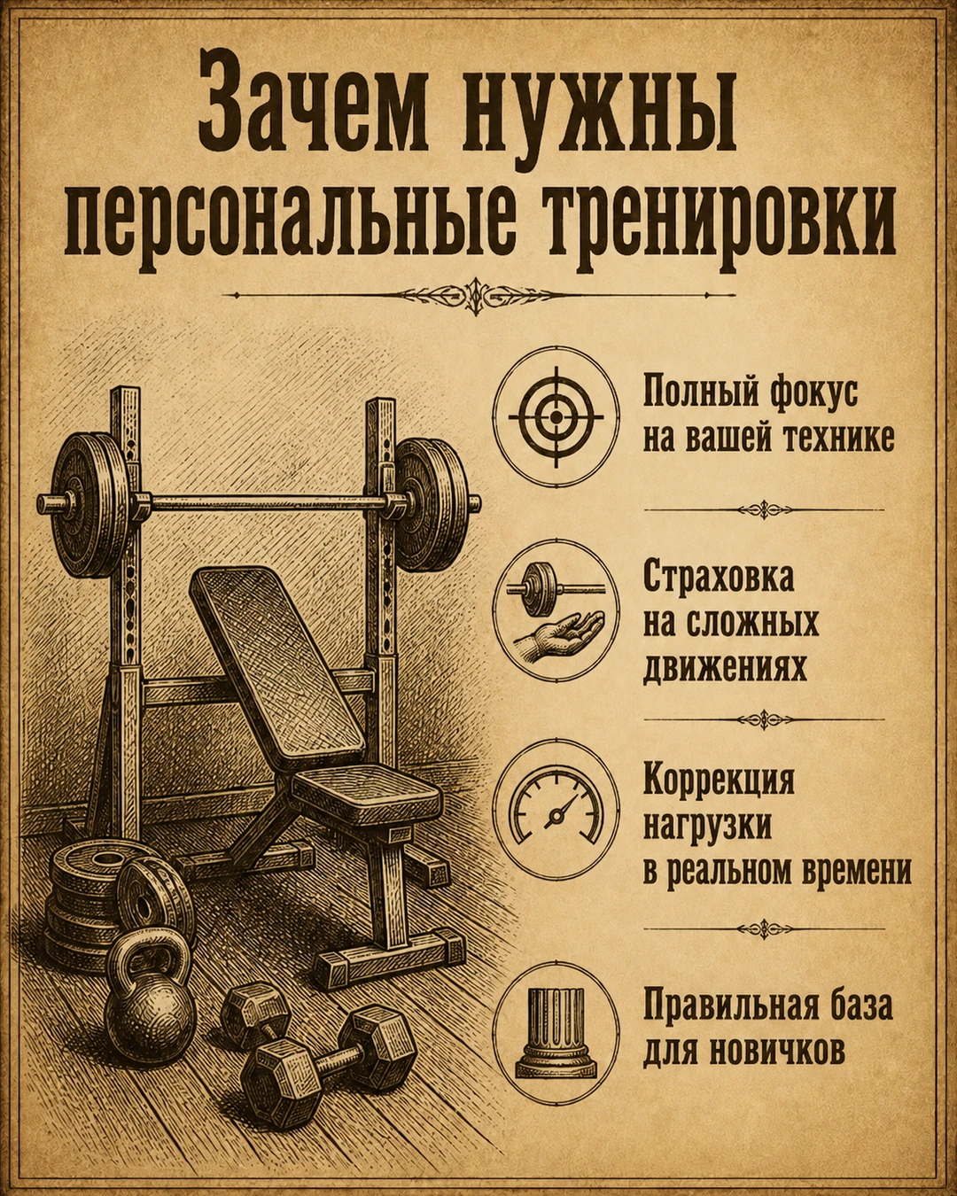 Слайд о задачах персональной тренировки