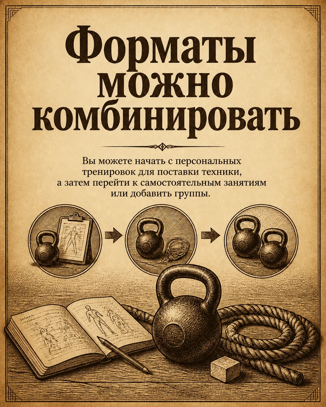 Слайд о сочетании форматов тренировок