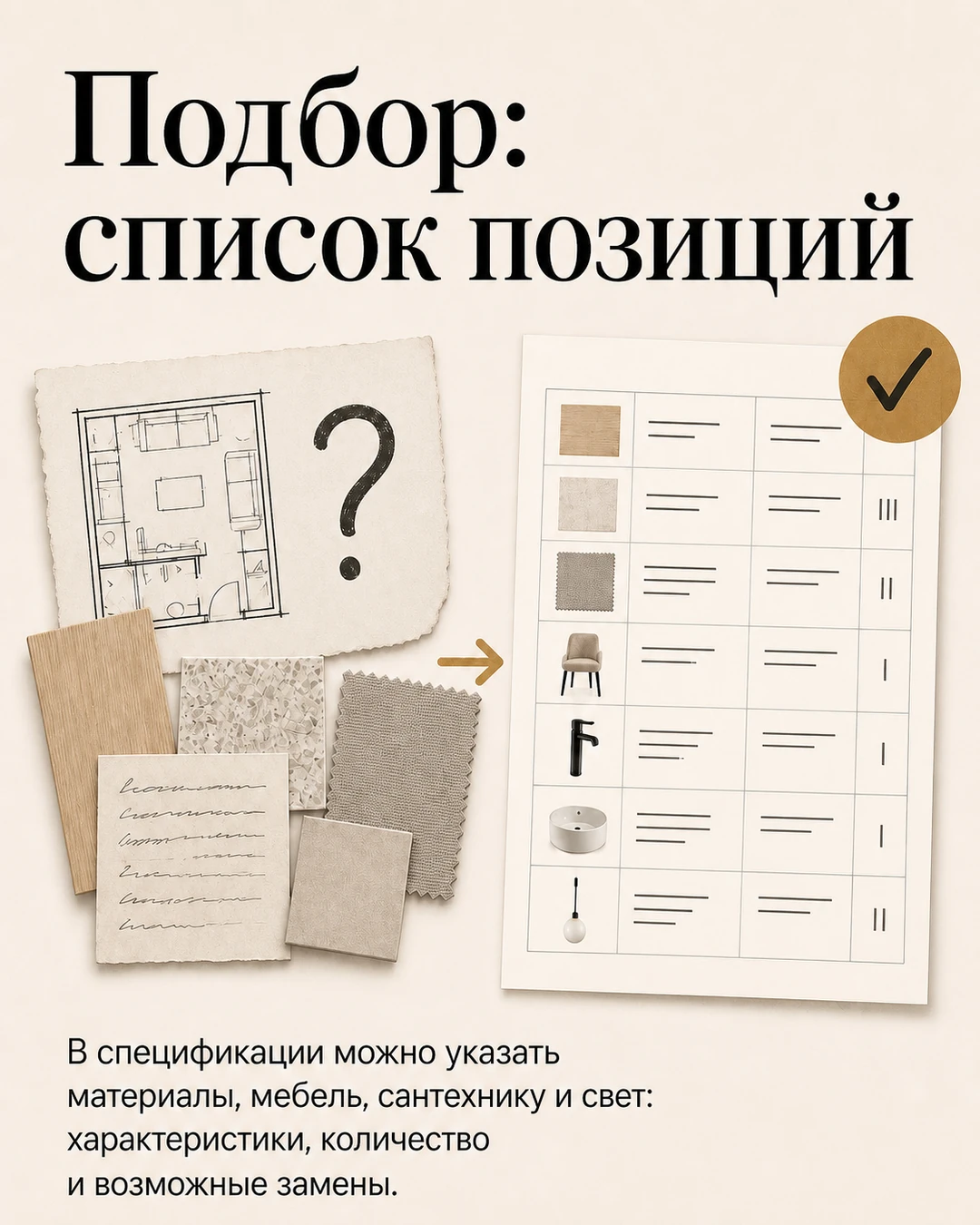 Слайд о списке позиций в спецификации