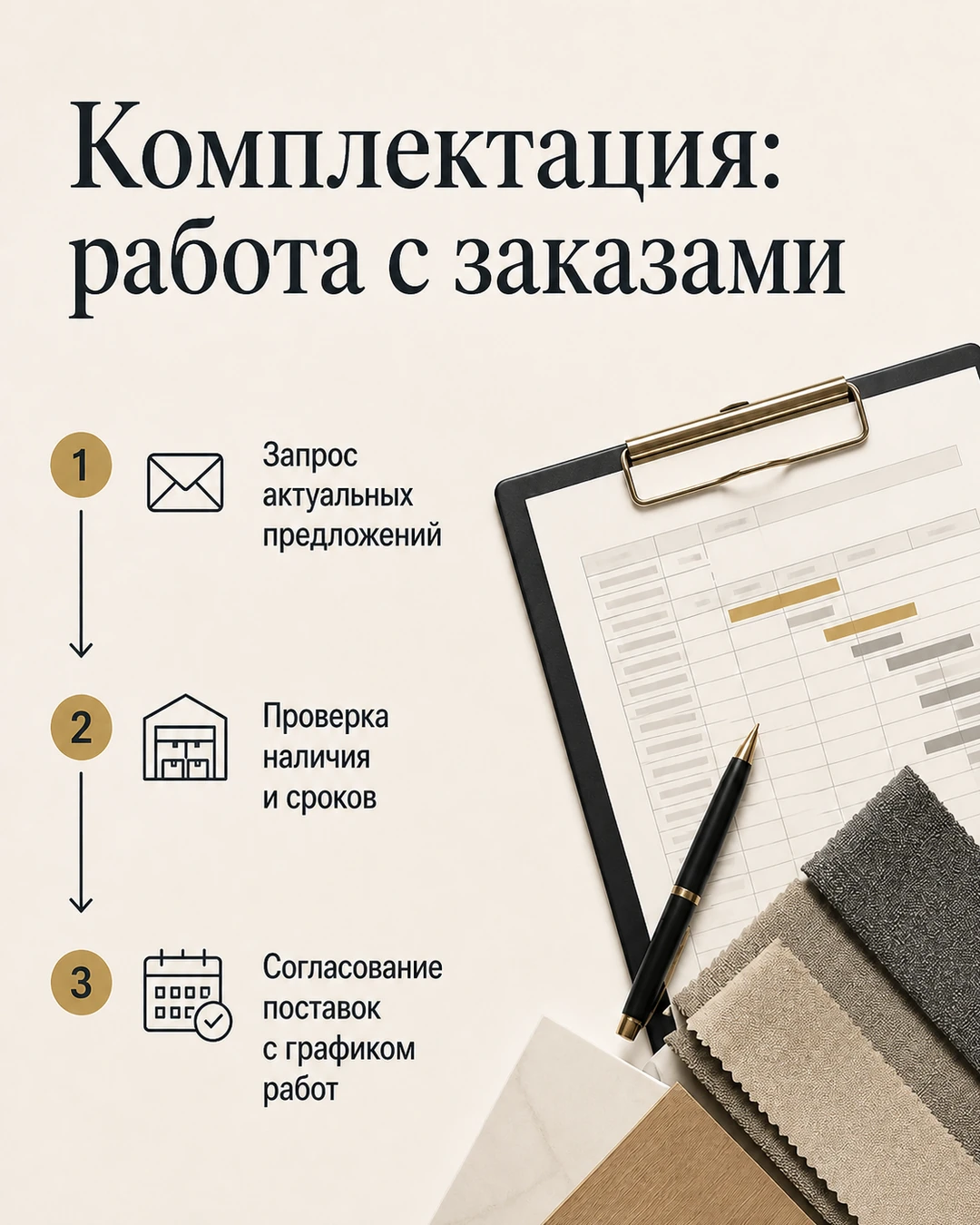 Слайд о работе с заказами при комплектации