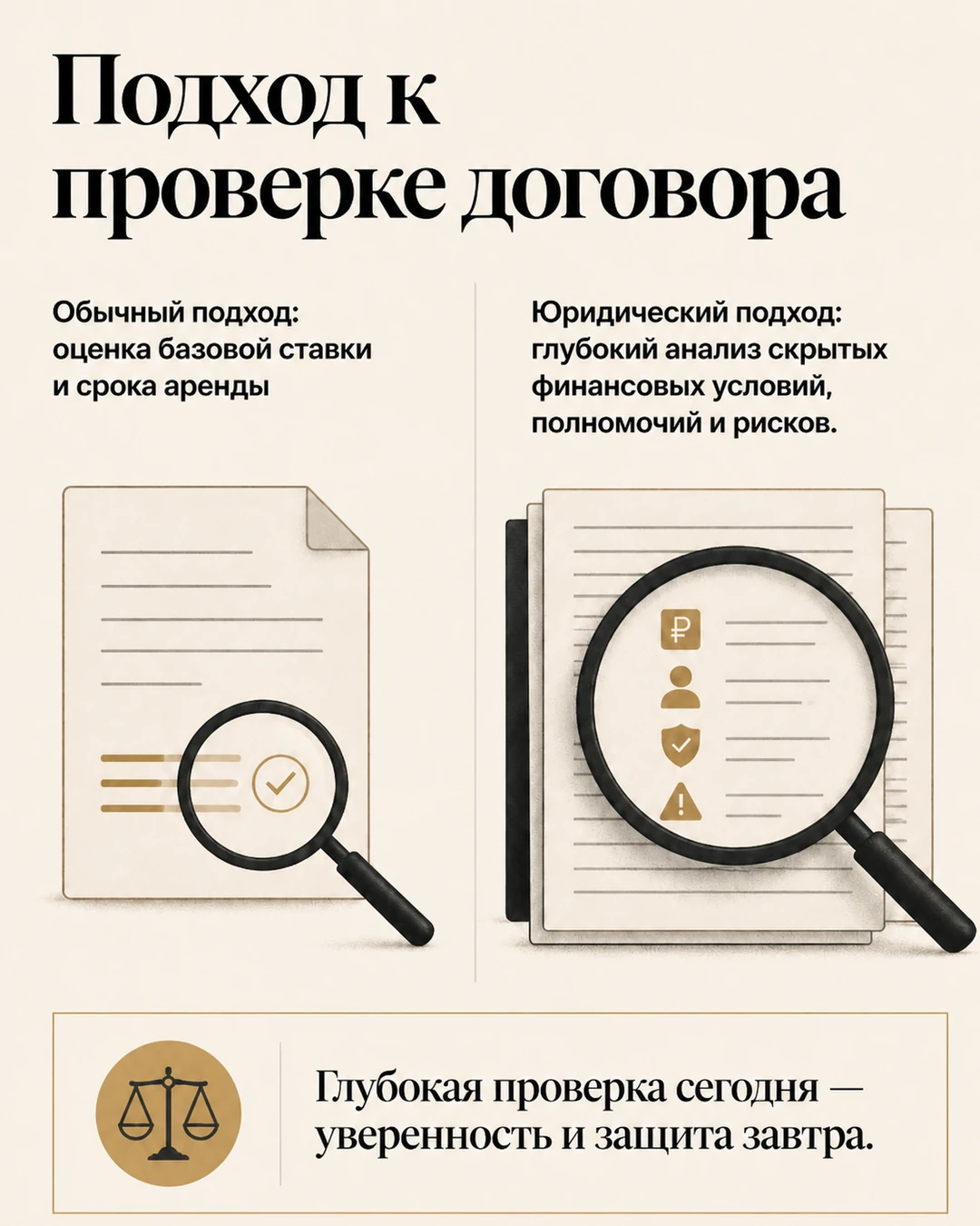 Слайд о подходе к юридической проверке договора