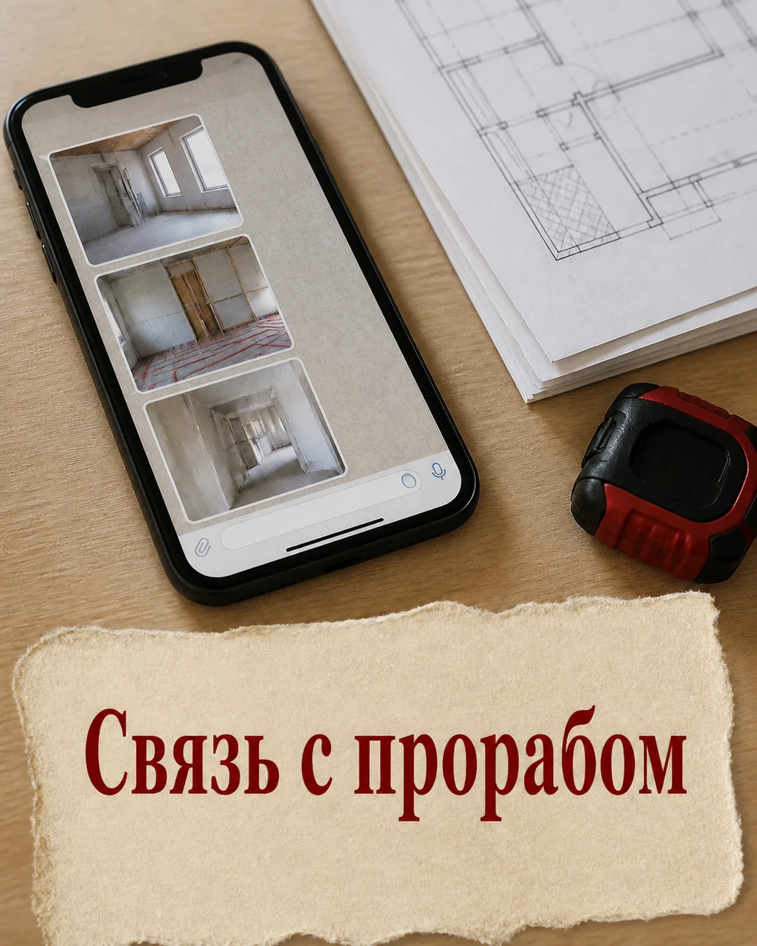 Обложка поста о связи с прорабом во время ремонта