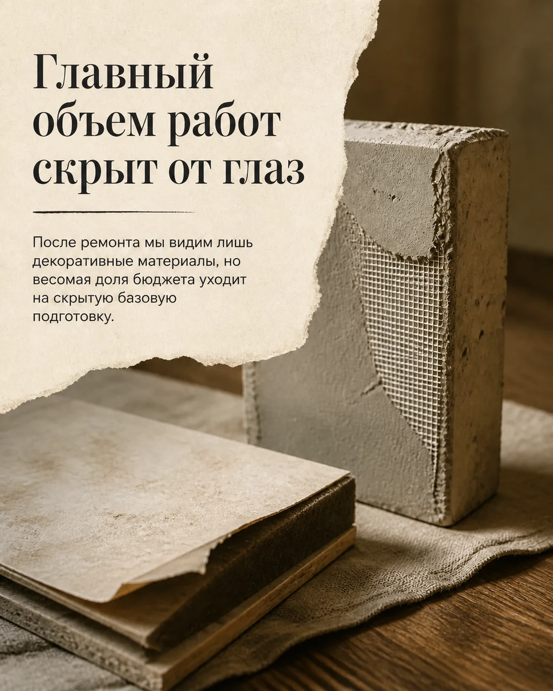 Слайд о скрытой базовой подготовке помещения