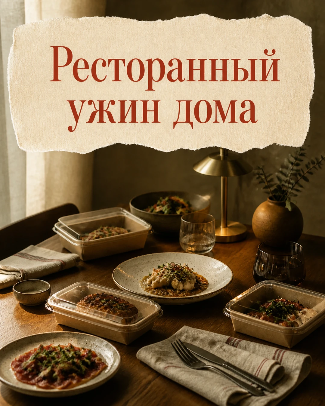 Обложка поста о ресторанном ужине дома