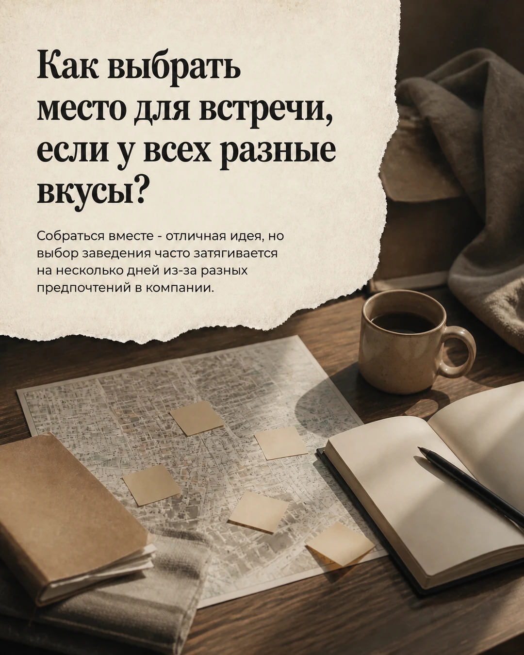 Обложка карусели о выборе ресторана для встречи